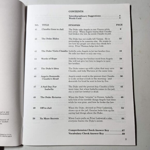 William Shakespeare Measure for Measure Workbook Reading Old World Literature - Picture 6 of 16